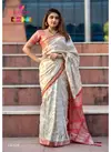 Off White Colour Varsiddhi Mintorsi Manikarnika Banarasi Silk Weave Designer Pallu Festive Wear Saree 14108
